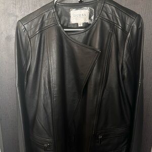 Guess Women's Genuine Black Leather Jacket